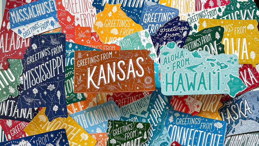 A Look into Our Die-Cut State Postcards
