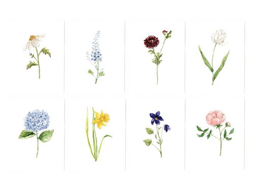 Assorted Garden Flowers Notecard, Set of 8