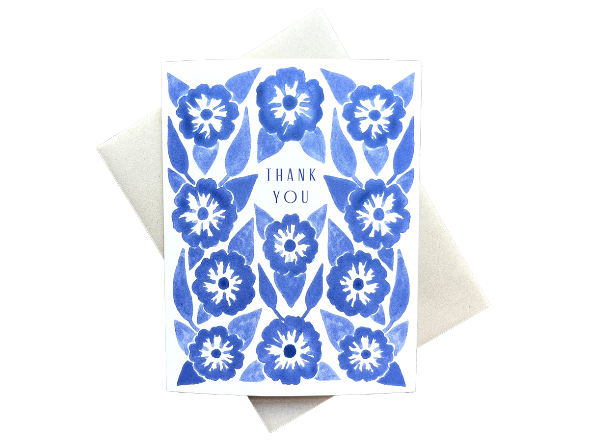 SMUAENSS 48 Pack Blue Floral Thank You Cards With Envelopes And