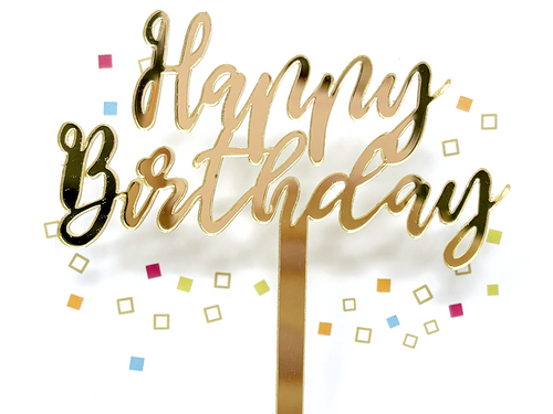 Happy Birthday Gold Mini Cake Topper
