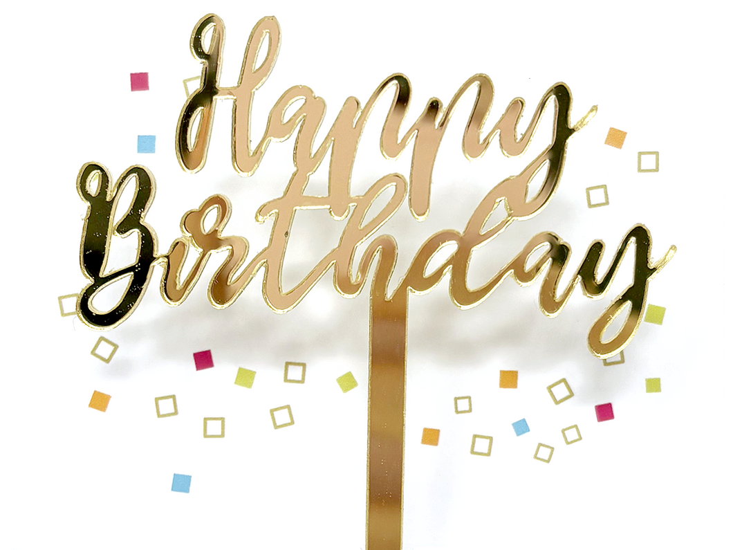 Happy Birthday Gold Mini Cake Topper