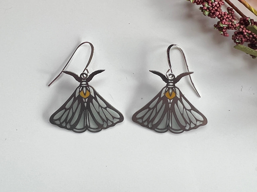 Luna Moth Stained Glass Resin Earrings