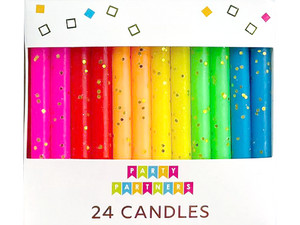 Rainbow Gold Glitter Candles, Set of 24