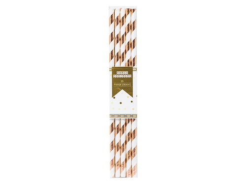 Rose Gold Striped Paper Straws