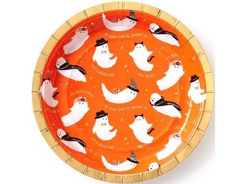 Cute Ghosts Cocktail Halloween Plate, Set of 10