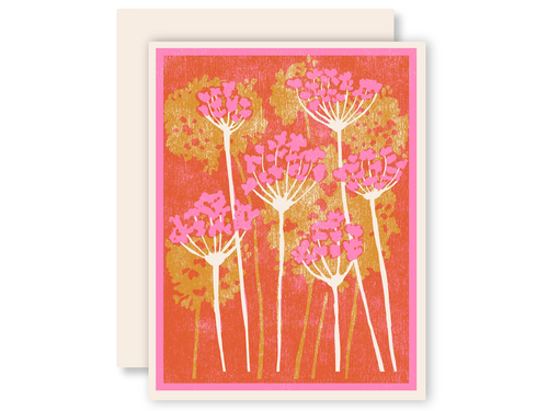 Pink and Gold Floral, Single Card