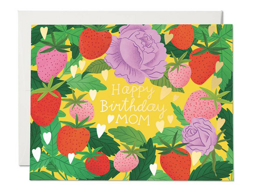 Strawberry Mom Birthday, Single Card
