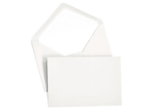 Classic Laid Deckled Edge Flat Notes, White, Gold Box Set of 25
