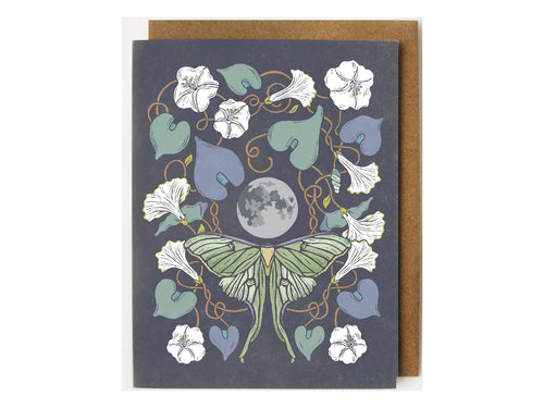 Luna Moth & Moonflower, Single Card