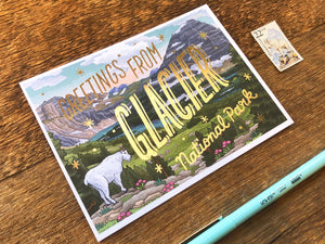 Glacier National Park Foil Postcard