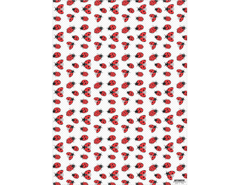 Ladybug Pattern Gift Wrap, Single Sheet