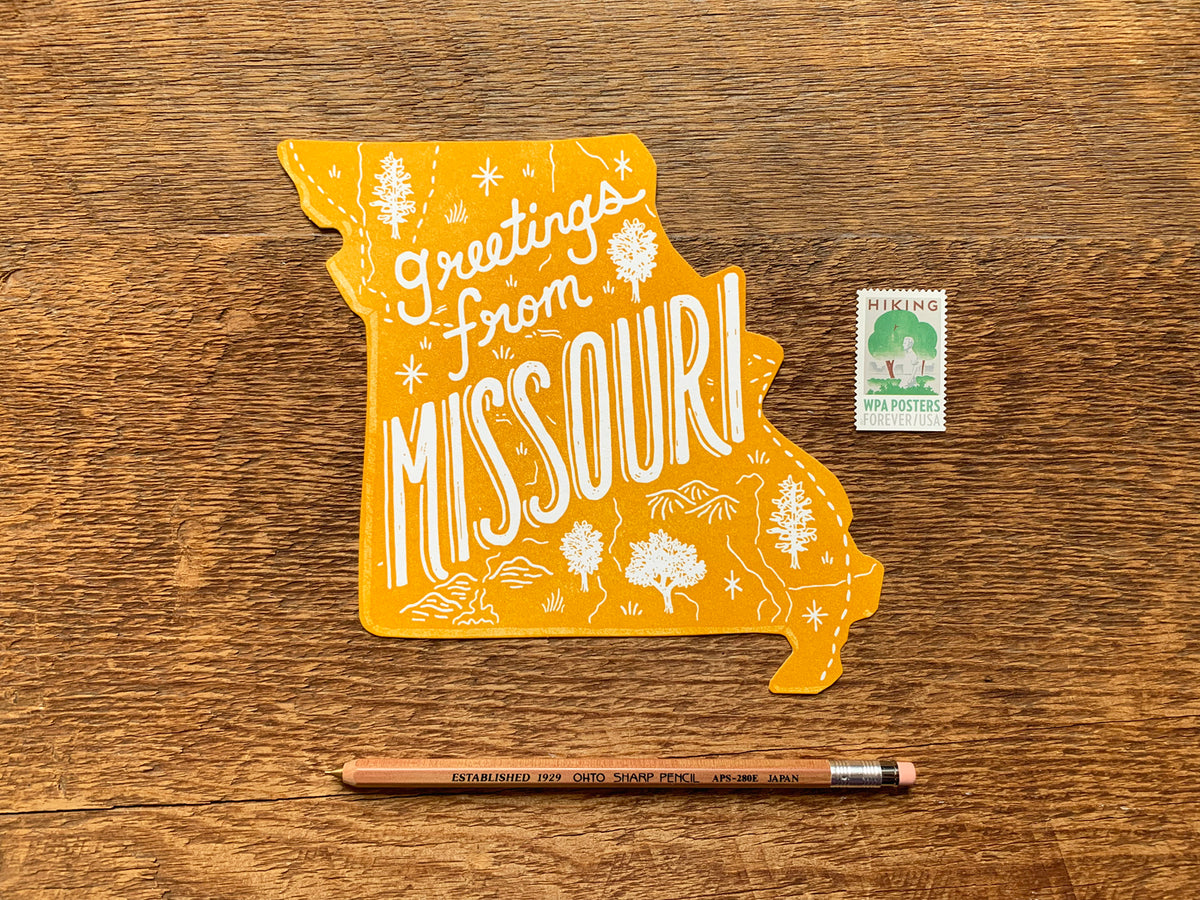 Greetings from Missouri 4x6 Postcard — Jillian Kaye Art