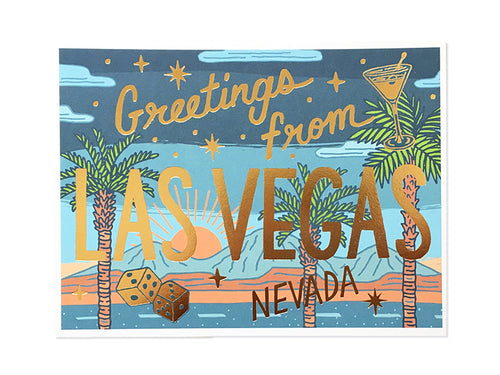 Greetings from Las Vegas Foil Postcard
