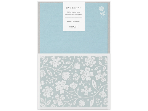 Midori Light Blue Flowers, Letter Stationery Set