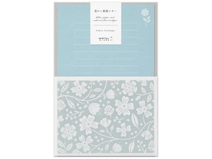 Midori Light Blue Flowers, Letter Stationery Set