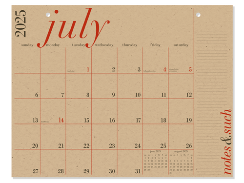 2025 12-Month Great Big Calendar