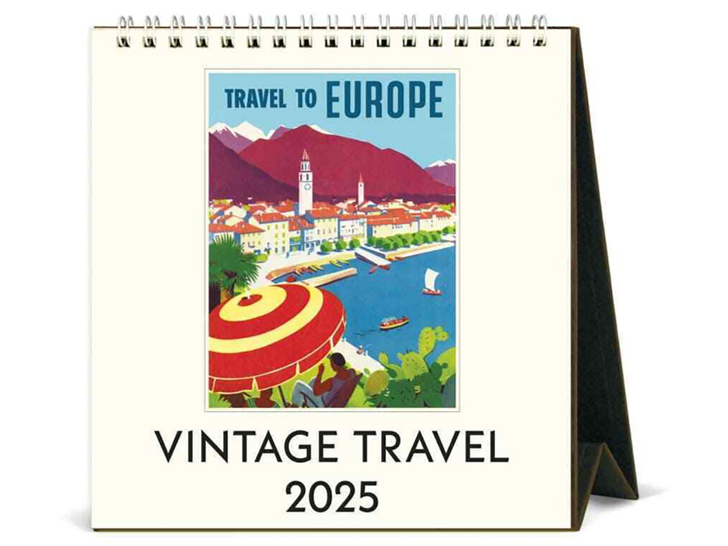 2025 Vintage Travel Desk Calendar