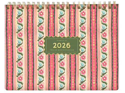 2026 Block Print Stripe Desktop Planner