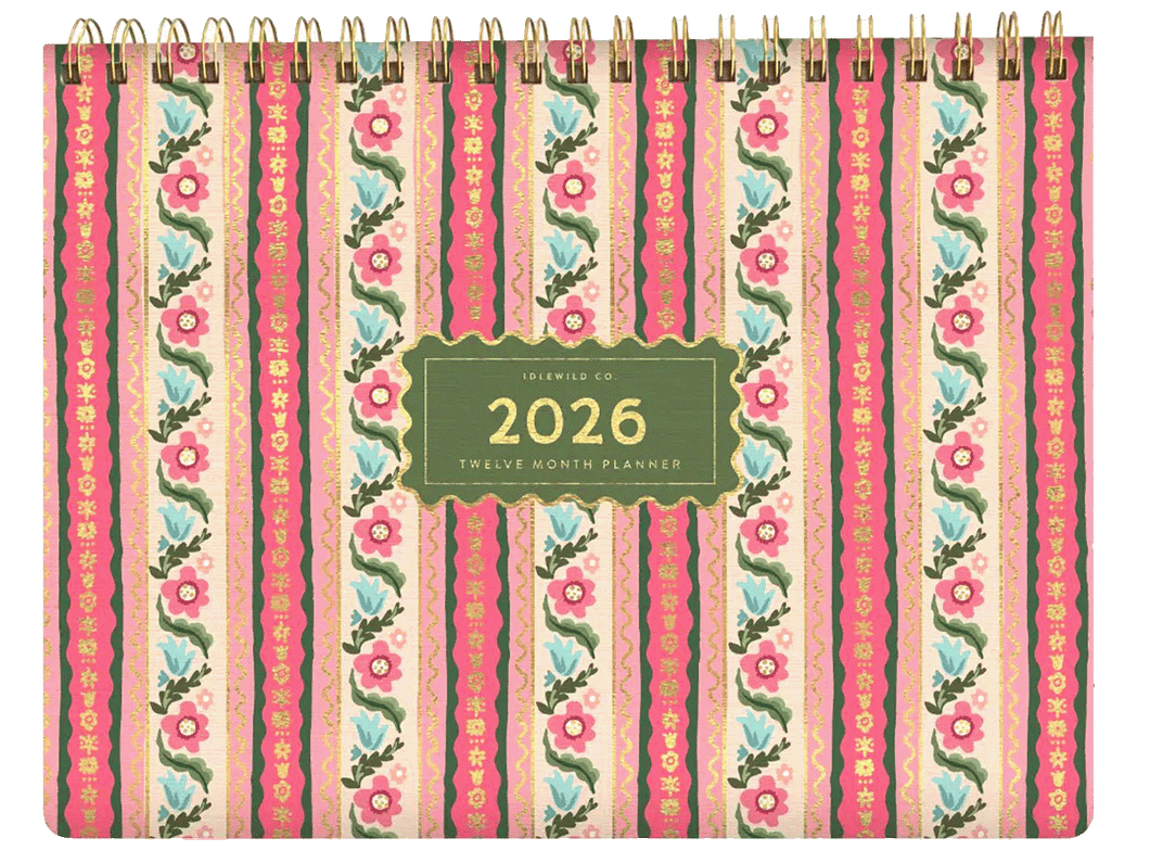 2026 Block Print Stripe Desktop Planner