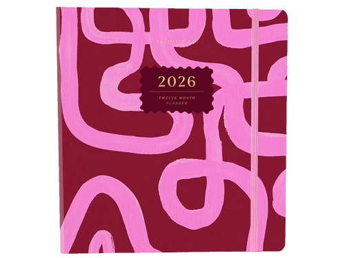 2026 Magenta Squiggle Hardcover Planner