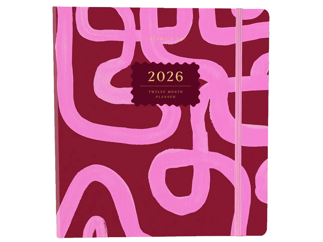 2026 Magenta Squiggle Hardcover Planner