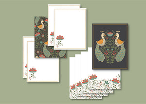 Teal Peacock Flat Notes, Boxed Set of 8