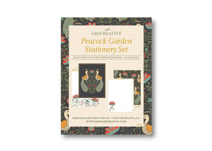 Teal Peacock Flat Notes, Boxed Set of 8