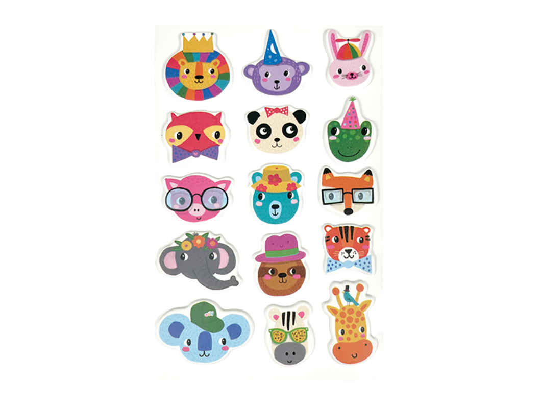 Stickiville Party Animals, Puffy Sticker Sheet