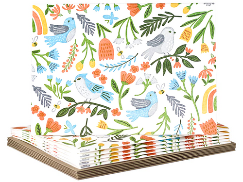 Bird Whimsy Note Cards, Boxed Set of 6