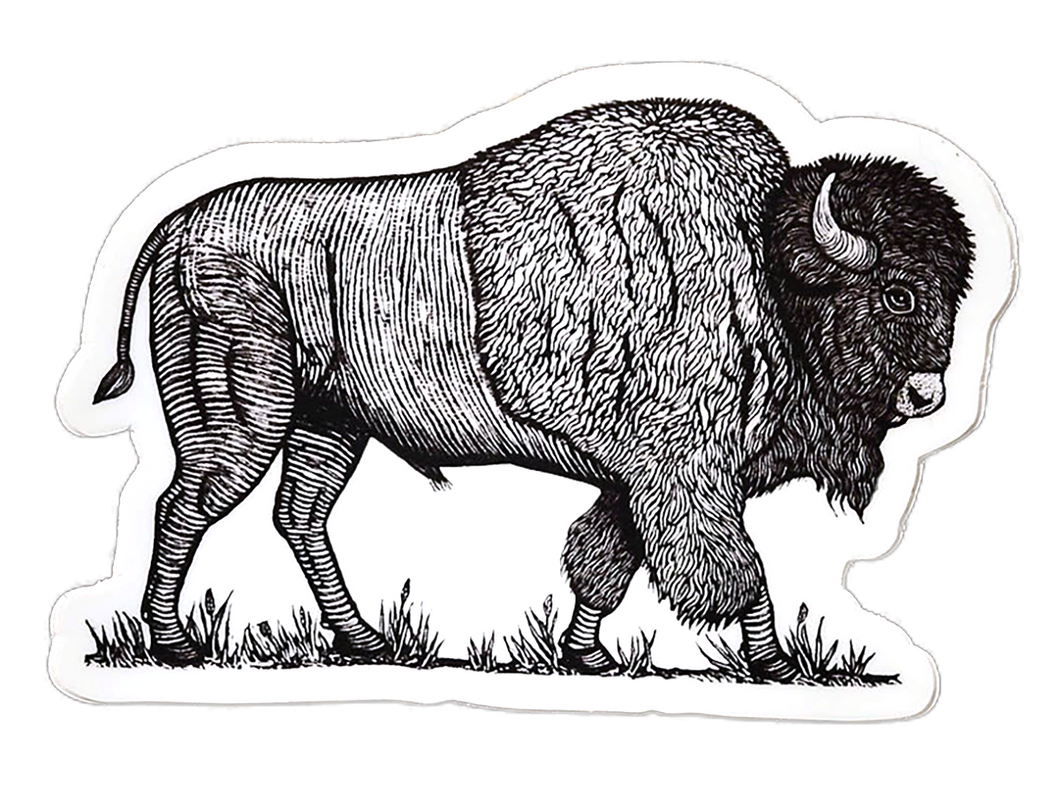 Bison, Linocut Sticker