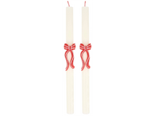Red Stripy Bow Table Candles
