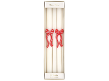 Red Stripy Bow Table Candles