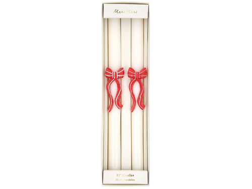Red Stripy Bow Table Candles