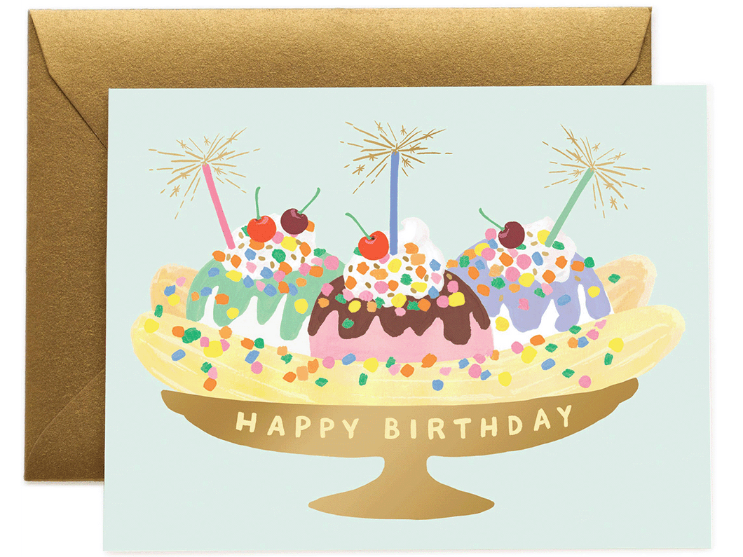 Boxed Set of Banana Split Birthday Card, Boxed Set of 8