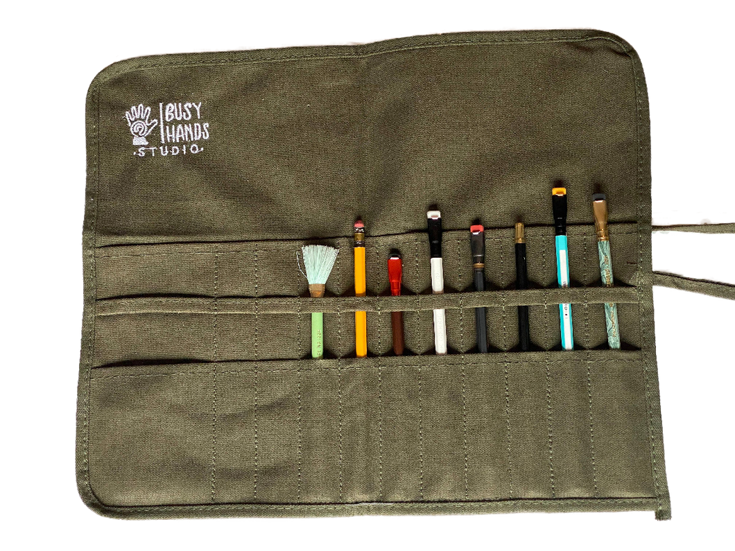 Canvas Paintbrush Roll & Pencil Holder