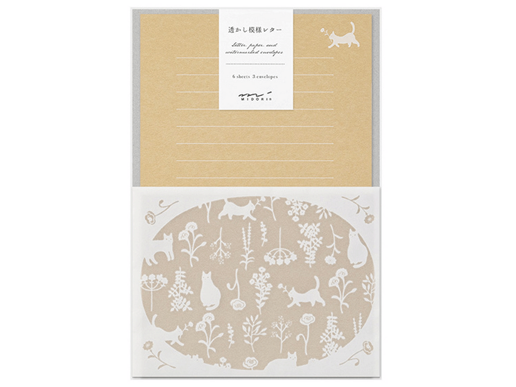 Midori Watermark Cat, Letter Stationery Set