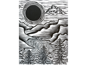 Chasing The Sun, Linocut Art Print