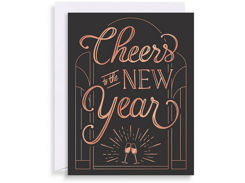 Cheers NYE Deco Glasses, Single Card