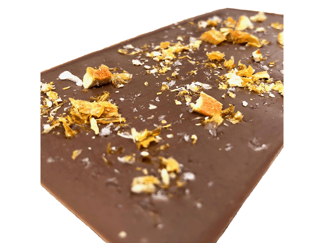 38% Organic Milk Chocolate Bar with Orange & Alaskan Sea Salt