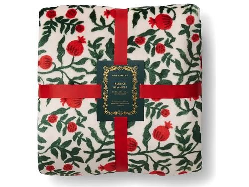 Christmastide Pomegranate Fleece Blanket