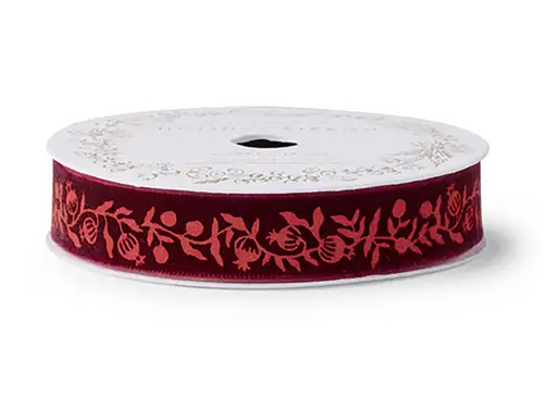 Christmastide Pomegranate Velvet Ribbon