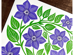 Garden Series: Clematis Risograph Art Print