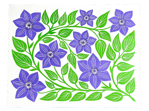 Garden Series: Clematis Risograph Art Print