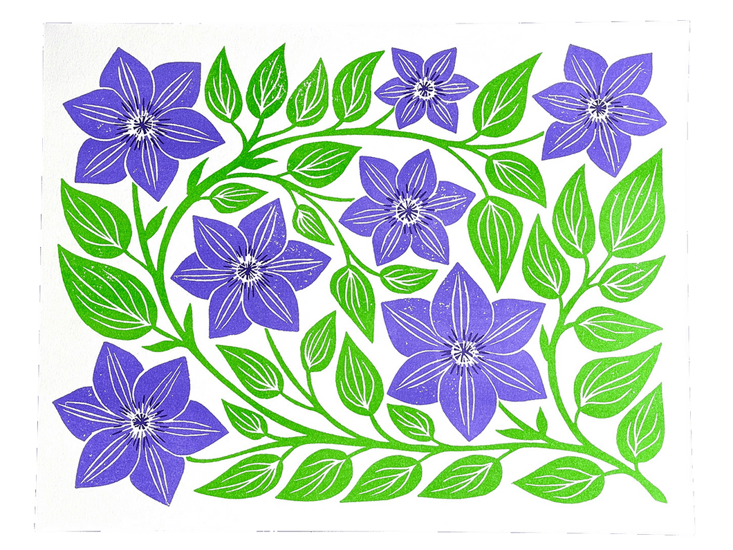 Garden Series: Clematis Risograph Art Print