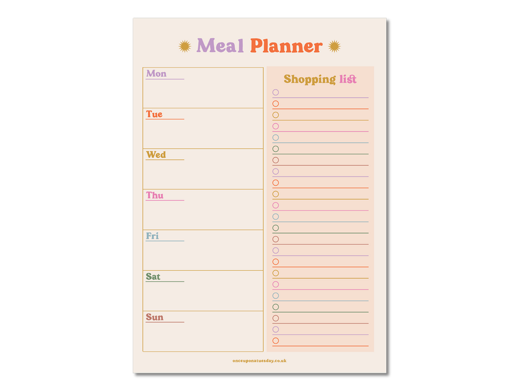 Colourful Meal Planner & Shopping List
