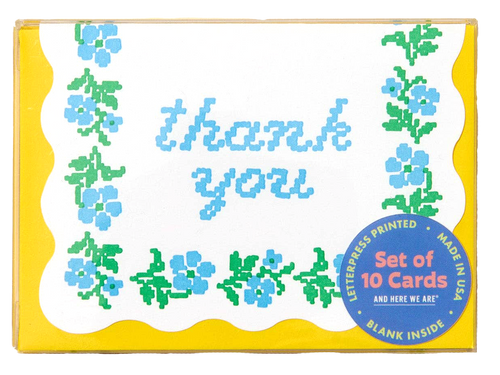 Cross Stitch Scallop Thank You, Boxed Set of 10