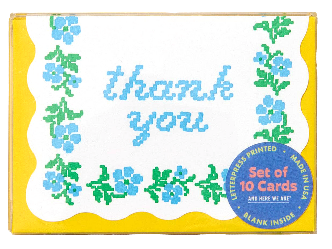 Cross Stitch Scallop Thank You, Boxed Set of 10
