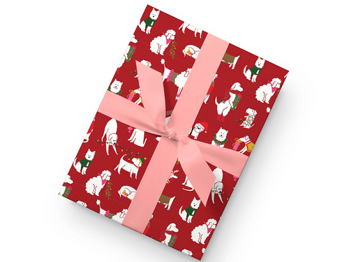 Dogs Wrap, Holiday Gift Wrap, Set of 3 Sheets