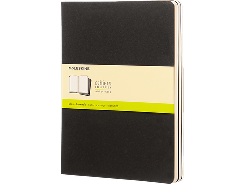 Set of 3 XLarge Cahier Plain Journals, Black
