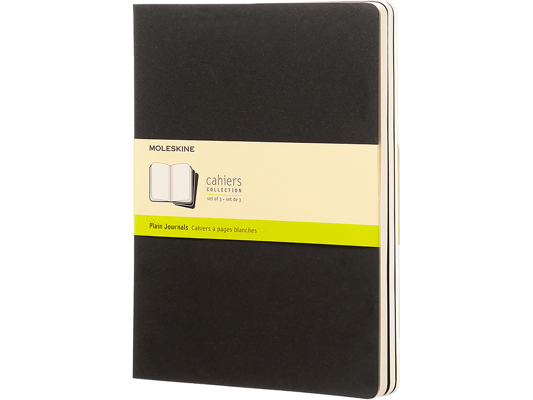 Set of 3 XLarge Cahier Plain Journals, Black
